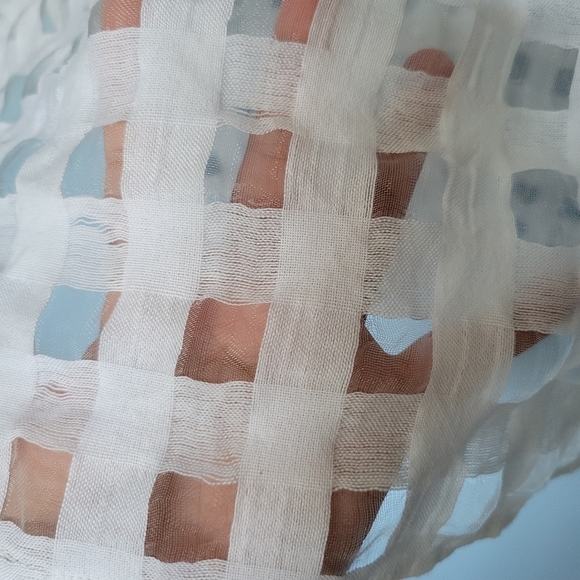 Ivano Boni Sheer Grid Plaid Cover-up Overlay Shirt White Large? - Picture 8 of 12